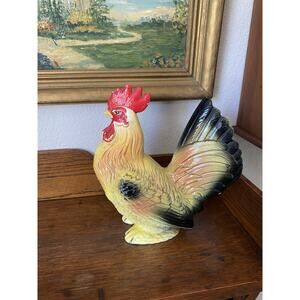 Vintage 1940s Porcelain Rooster Figure Ceramic Figurine Made in Japan